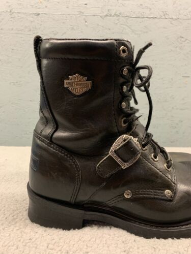Harley-Davidson Herren Leder Motorradstiefel Schwarz Größe 10 Schnürschnalle - Bild 2 von 16