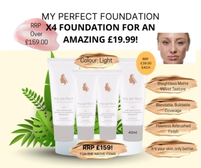 x4 My Perfect Cosmetics Company - My Perfect Foundation - Light - 40ml