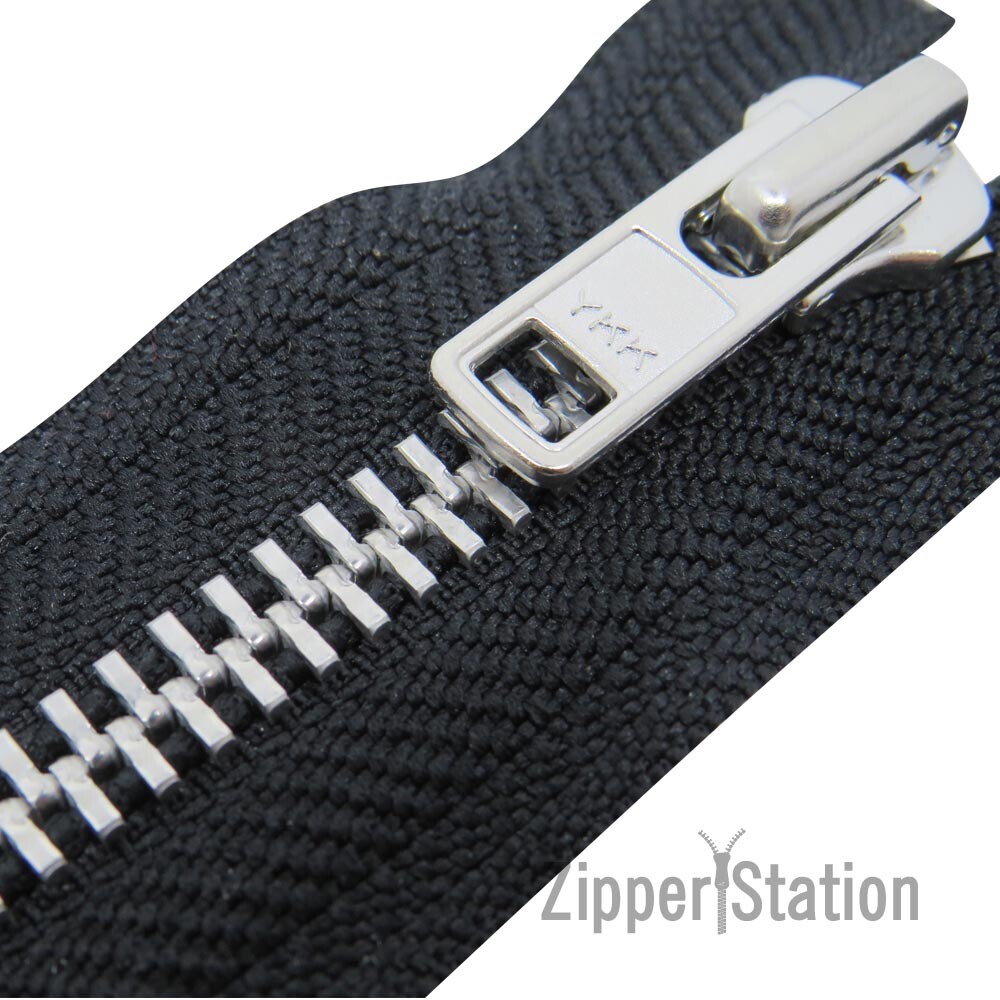 YKK heavy Duty Zip - 76 to 36cms - Silver Metal teeth, Open End