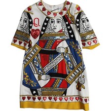DOLCE & GABBANA Kids Dress Multicolor Deck Cards Print s. Tag 12 years 1060usd
