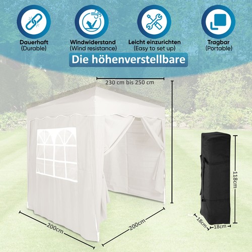 Pabellón Plegable 2x2m Tienda de Fiestas Jardín Klappzelt Carpa Impermeable 4 - Imagen 36 de 43