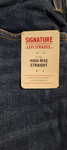 Pantalones de mezclilla rectos de tiro alto Levis Signature nuevos con etiquetas talla 22 W36 Plus - Imagen 4 de 4