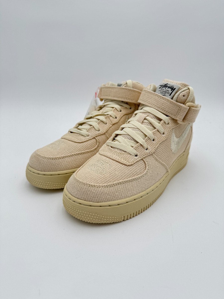 Size 6 M / 7.5 W - Stussy x Nike Air Force 1 Mid Fossil Hemp Beige