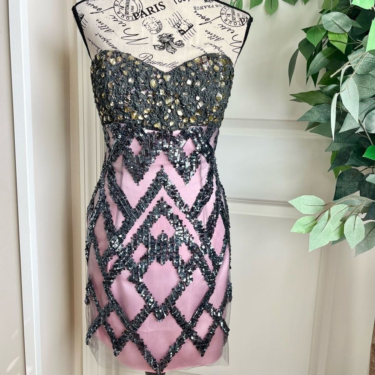 white christmas dresses Primavera Couture 4248 Sweetheart Neckline Cocktail Dress Beaded Fringe Pink / 14 main image 1