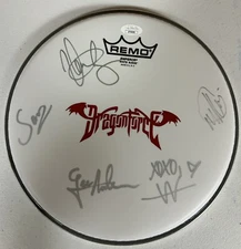 DRAGONFORCE AUTOGRAPHED SIGNED 10" DRUMHEAD WITH JSA COA # AT56299