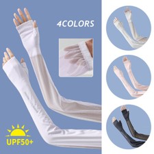Ice Silk Sunscreen Sleeve Women's Long Gloves Sun Protection Cuffs Arm Covers -