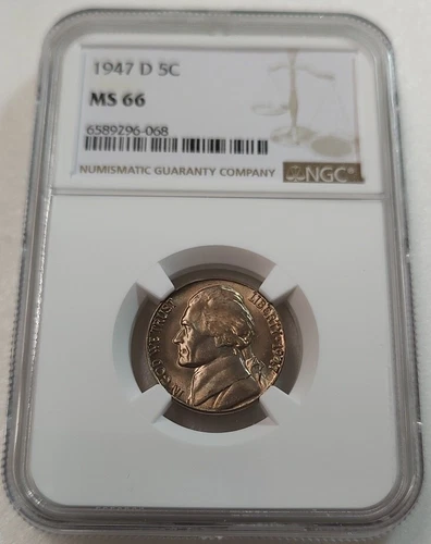 1947-D Jefferson 5c Nickel NGC MS66 #6589296-068