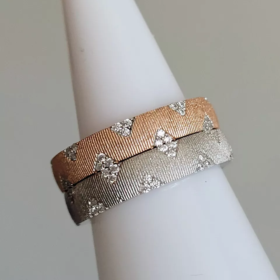 Gebürsteter Ring 925 vergoldet, Stapelring mattiert florentiner Art, satiniert - Bild 2 von 4