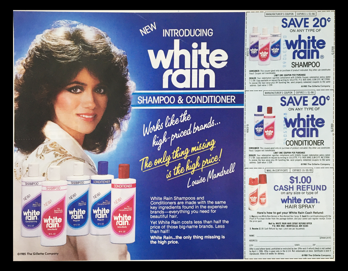 1985 White Rain Shampoo & Conditioner Circular Coupon