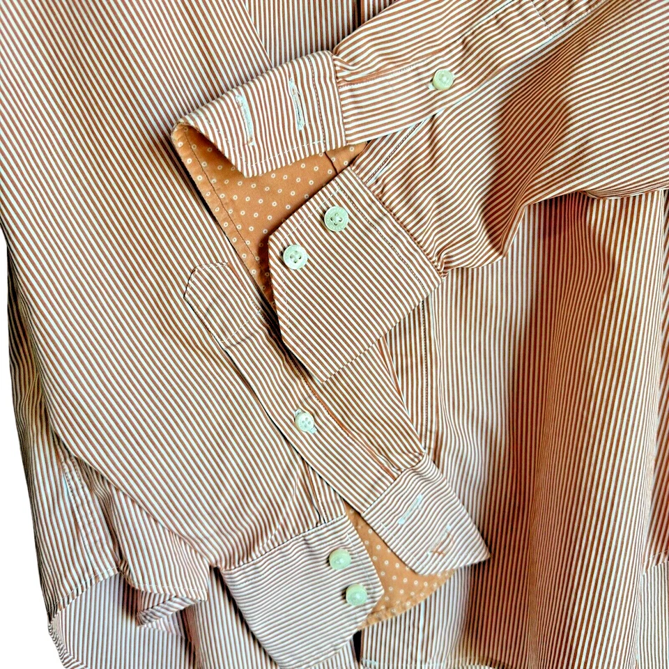Tailorbyrd Shirt Mens Medium Burnt Orange Striped Button Down Long Sleeve - Image 4 of 4