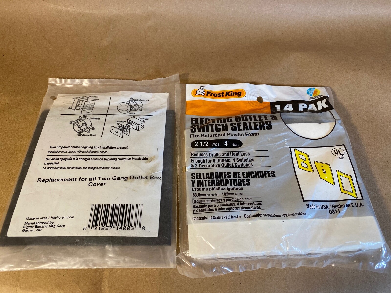 Lot of 2 Packs Electric Outlet and Switch Sealers Frost King & Sigma