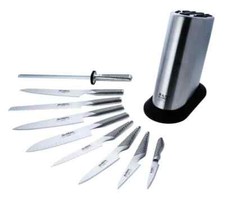 Global G88-101ST- 10 Piece Stainless Steel Knife Block Set $1185 NIB