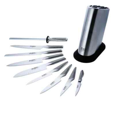 Global G88-101ST- 10 Piece Stainless Steel Knife Block Set $1185 NIB