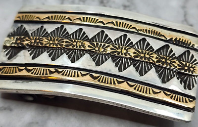Apache Marc Antiia 14k Gold & Sterling Silver Hand Crafted Belt Buckle