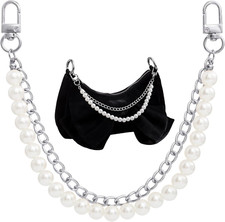 Pearl Purse Chains, Stainless Steel Double Chain Bag Charm, Bag Straps Short Han