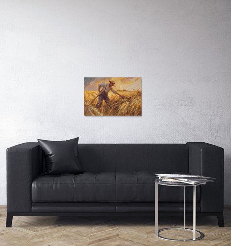 Golden Fields Harvest Canvas Art Print, Rustic Farmhouse Wall Decor - Picture 7 of 17