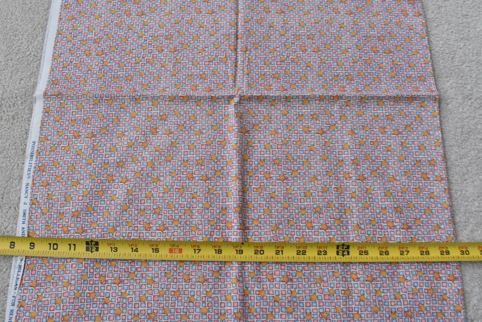 By 1/2 Yd, Gold Stars Red Blue Squares Cotton, Henry Glass/Smith/Milligan, M7605 - Image 4 of 4