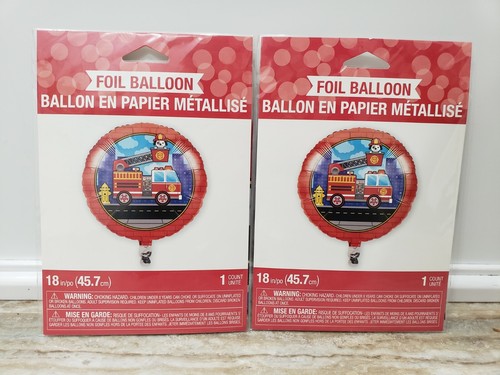 (2) Foil Fire Truck Balloons - Birthday Party Supplies Firefighter fire dog