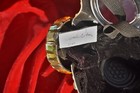  GOLDEN GASMASK COUTOURE handmade rhinestone crystal CHARLES MONIZ mask masque — photo 10