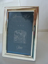 Vtg Silver Plated Brass Lacquer Hanging Hook Easel Stand Picture Glass Frame 4x6