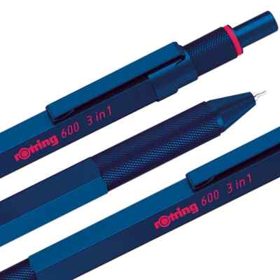 rOtring 600 3-in-1 Multi-Pen Iron Blue Ballpoint & 0.5mm Pencil