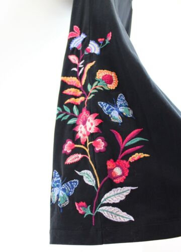New Johnny Was Embroidered Cotton Flare Pants, Leggings, Size L - Picture 7 of 8