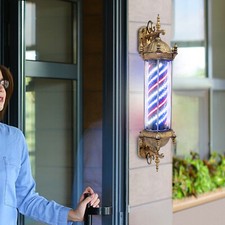 Outdoor Barber Pole Light Hair Salon Open Sign Barber Shop Rotating LED Stripes