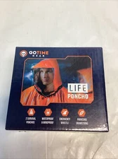 Go Time Gear Emergency Survival Poncho ,Whistle & Paracord (2-Pack) NEW