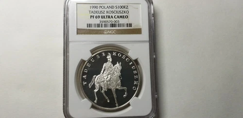Poland 1990,Tadeusz Kosciuszko 100000 Zlotych, Silver Proof, NGC PF 69 UC