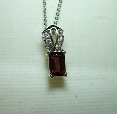 14k W Gold Granat-Diamant Anhänger 0,87 ct 6x4 mm (geschlossener Laden) SK-4MHS