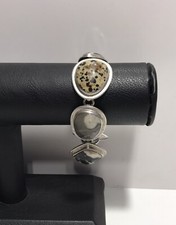 Vintage Mexican 925 Sterling Silver Multi Agate Link Chunky Bracelet 6.75"