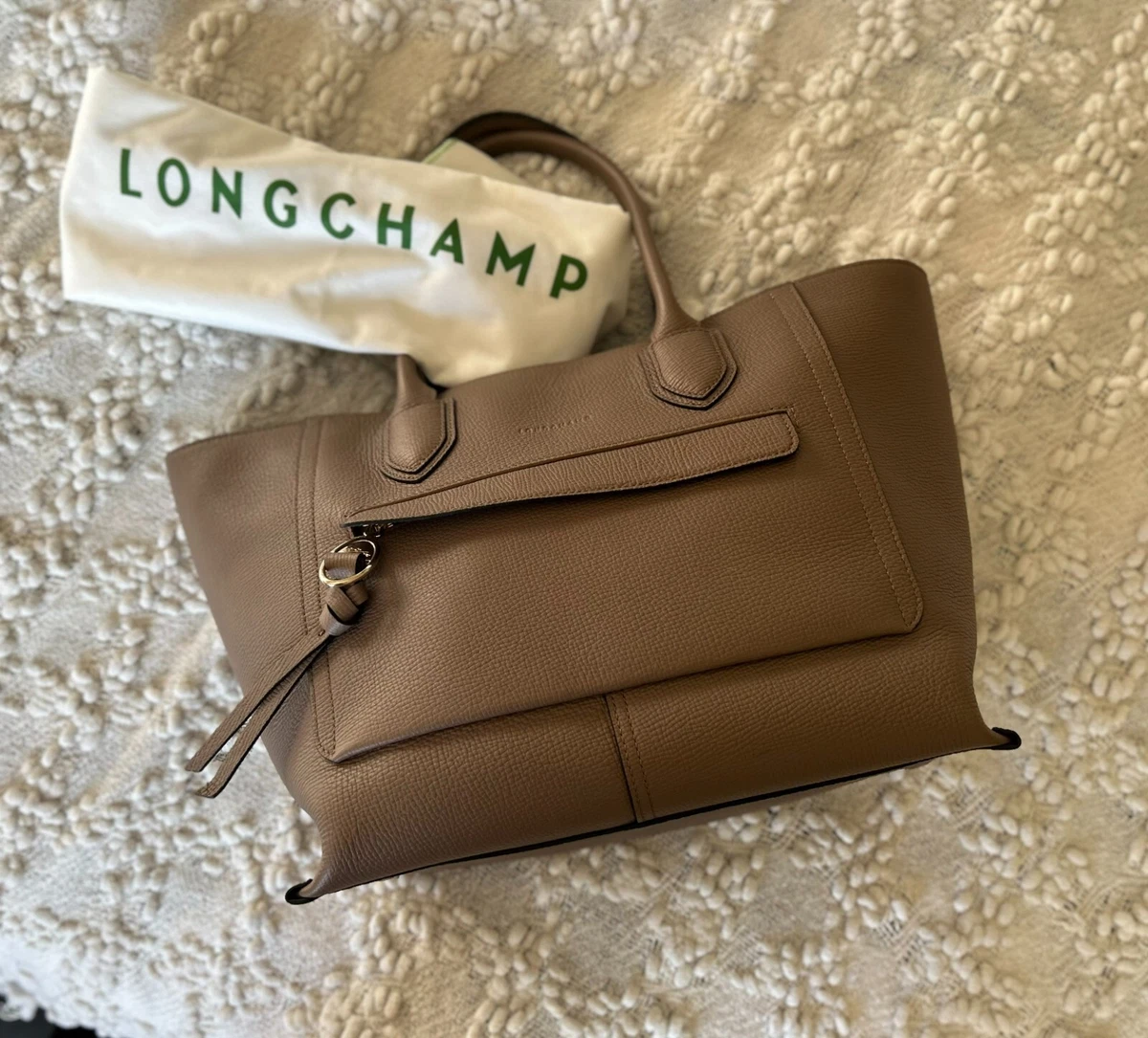 Longchamp grey Medium Leather Le Pliage Top-Handle Bag