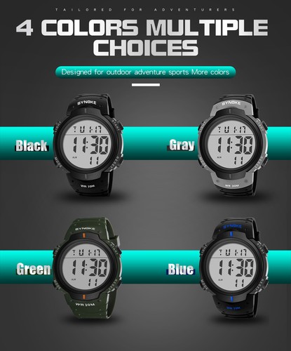 Reloj de pulsera digital militar para hombre con retroiluminación deportivo cara grande impermeable regalo - Imagen 3 de 27