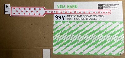 387 - 1  Red Star PLASTIC/ VINYL WRISTBANDS For Access & Crowd Control At Events