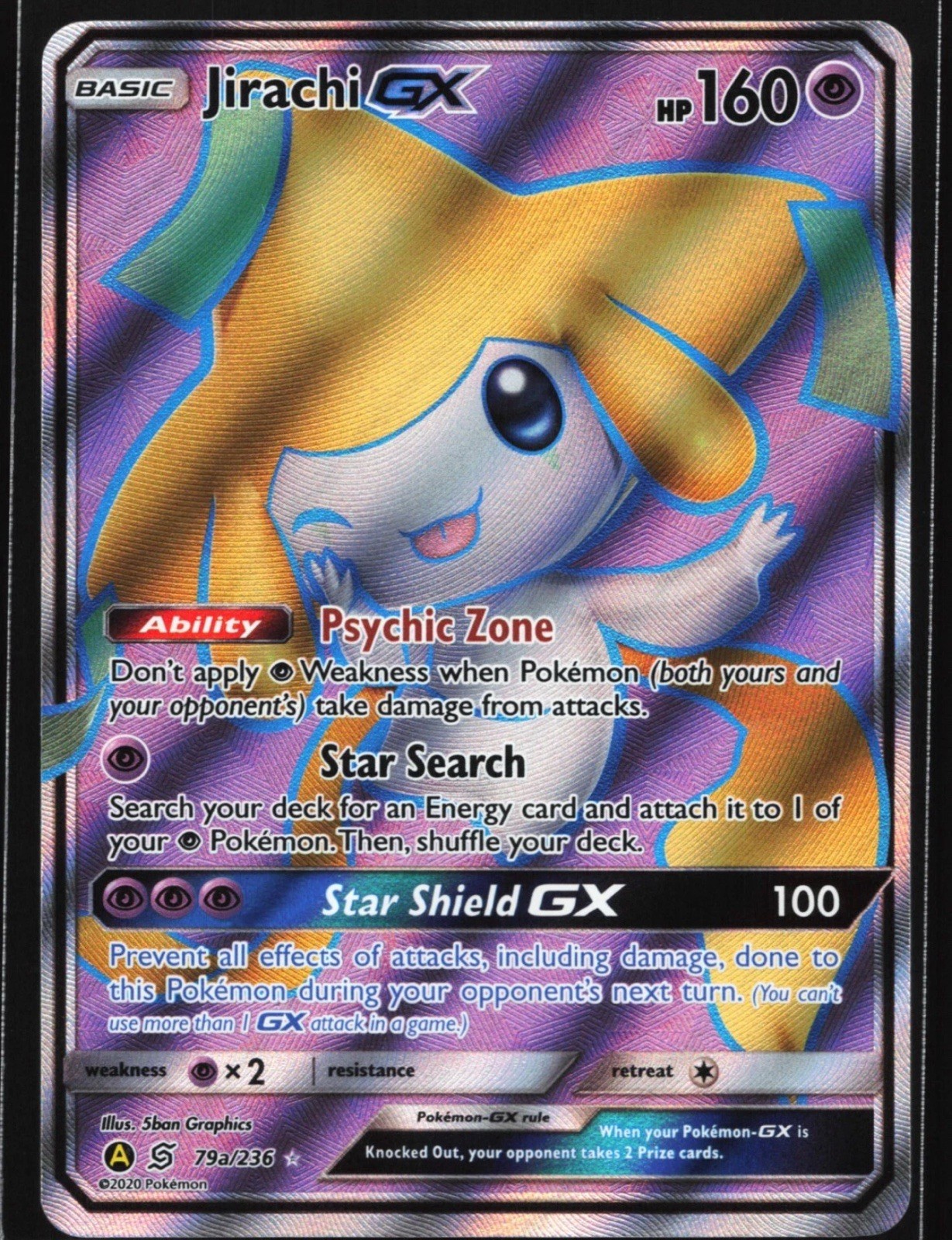 Pokemon Jirachi GX 79a/236 Alternate Art Promo Unified Minds Ultra Rare Holo NM