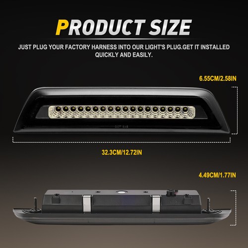 Tercera luz de freno trasera LED estilo F1 lente ahumada para Toyota Tacoma 2016-2023 - Imagen 2 de 11