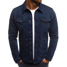 Mens Denim Jacket Loose Fit Button Cotton Casual Jeans Jackets Coat Outwear Gift