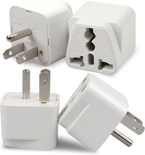 4 Pack Universal Adapter, Europe to US Plug Travel Adapters White