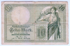 1906 Germany 10 Mark 1631218 Reichsbanknote Paper Money Banknotes