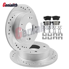 REAR for 1998-2002 Accord 2.3L DRILLED SLOTTED Rotors and Ceramic Brake Pads Kit