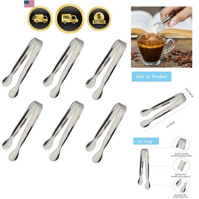 6PCS Ice Tongs Mini Sugar Tongs 4.25Inch Stainless Steel Kitchen Utensils Set...