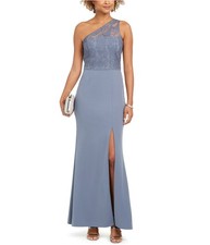 Adrianna Papell Womens Lace Gown Dress, Blue, 4