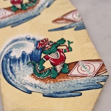 Tabasco Surfing Alligator Tie Red Blue Accents 100% Silk Made In USA Louisiana