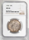 Certified 1945 Walking Liberty Half Dollar NGC MS66 Silver 50c