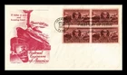 DR JIM STAMPS US COVER RAILROAD ENGINEERS FDC BLOCK OF 4 STAEHLE CACHET CRAFT