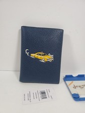 NWT Coach Passport Card Case leather With yellow Car Deep Blue Multi CEK62