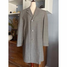 Vintage 60  s EdW. Hawk Roos Atkins Wool Houndstooth Topcoat Overcoat L Mod