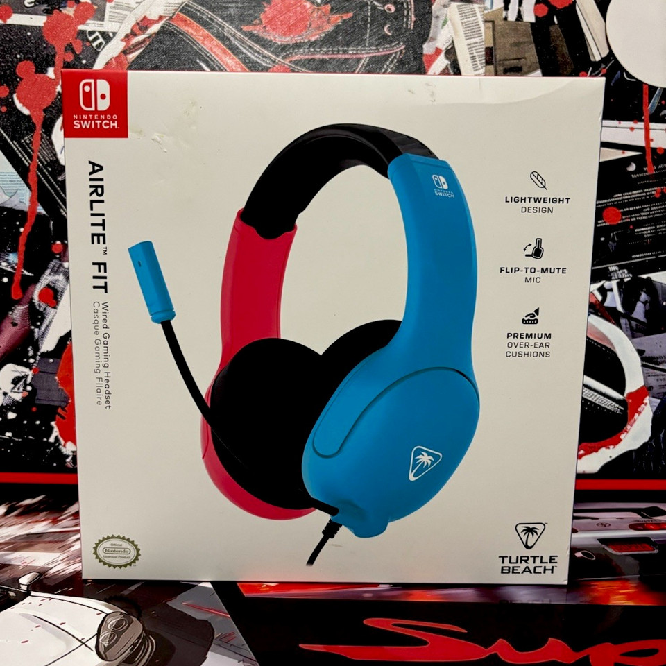 Turtle Beach AirLite Fit Over-Ear Gaming Headset Bluetooth USB Blue/Red ...