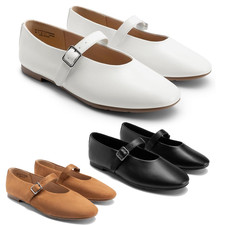 Women Slip On Mary Jane Ballet Flats Ankle Strap Close Toe Casual Flat Shoes