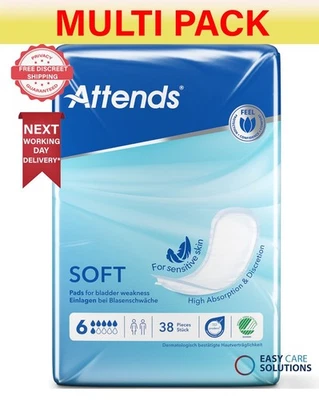 152 x Attends - Soft 6 Super Unisex Pads | 4 Pack of 38